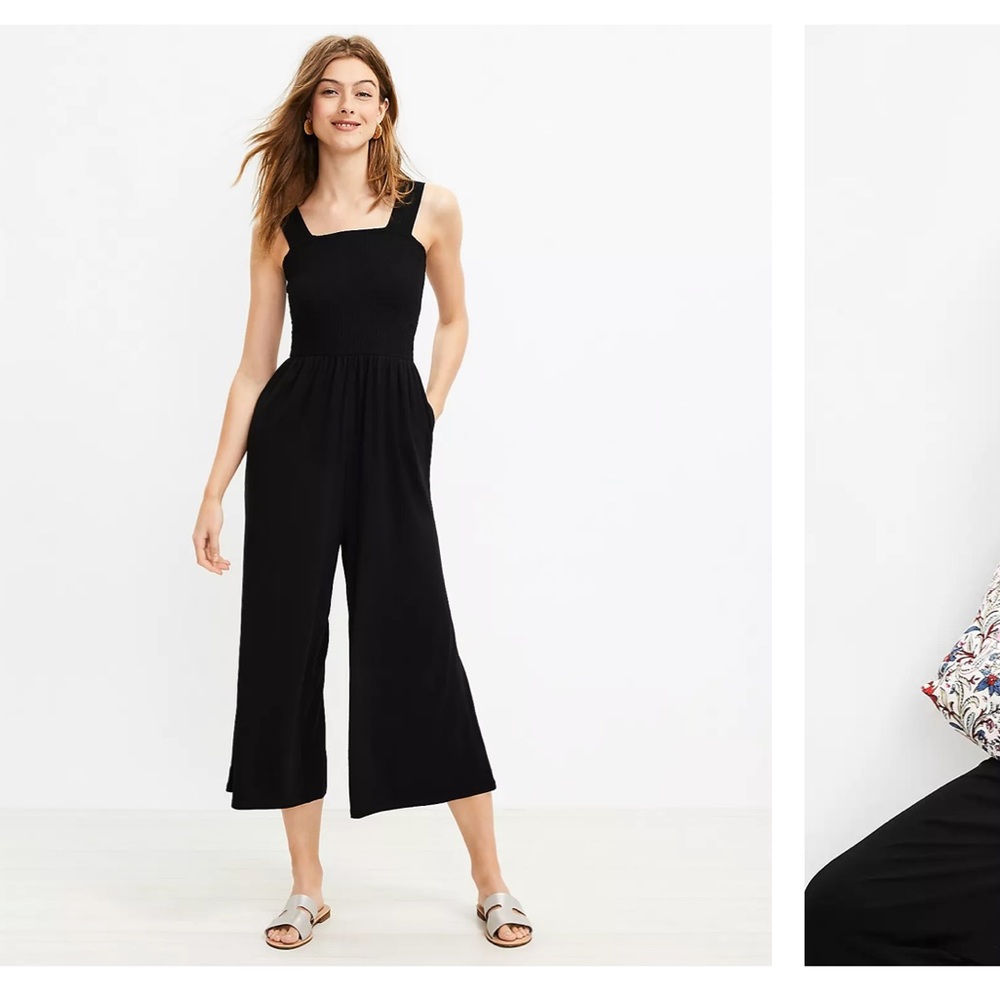 Loft smocked black jumpsuit - NWT